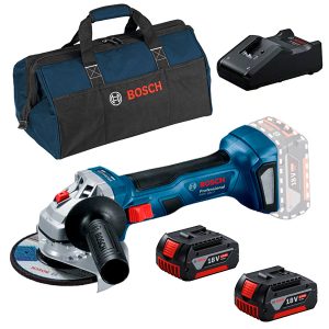 Kit GWS 18V-7 + 2 GBA 18V 4 Ah + Cargador Bosch GAL 18V-40 + Bolsa