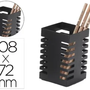 CUBILETE PORTALAPICES Q-CONNECT METAL CUADRADO NEGRO 72X108 MM