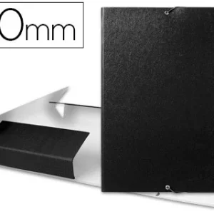 CARPETA PROYECTOS LIDERPAPEL FOLIO LOMO 30MM CARTON GOFRADO NEGRA
