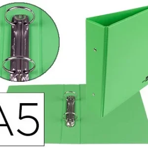 CARPETA DE 2 ANILLAS 40 MM REDONDAS LIDERPAPEL A5 CARTON FORRADO PVC VERDE