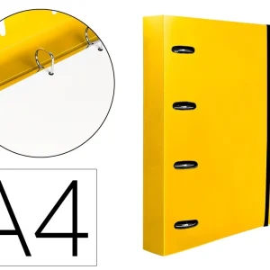 CARPETA CON RECAMBIO LIDERPAPEL A4 CUADRO 5MM 100 HOJAS 80G POLIPROPILENO 4 ANILLAS 25MM COLOR AMARILLO