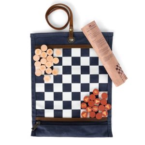 El juego de ajedrez y damas azul marino