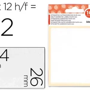ETIQUETAS LIDERPAPEL SOBRE DE 10 H. + 2 H. OBSEQUIO 26X54 MM -6 UNIDADES POR HOJA