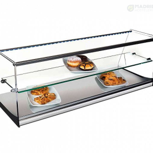VG Vitrina Cristal Plano Inox VRL 2 Pisos Ancho 99 o 122 cm Alto 34 cm